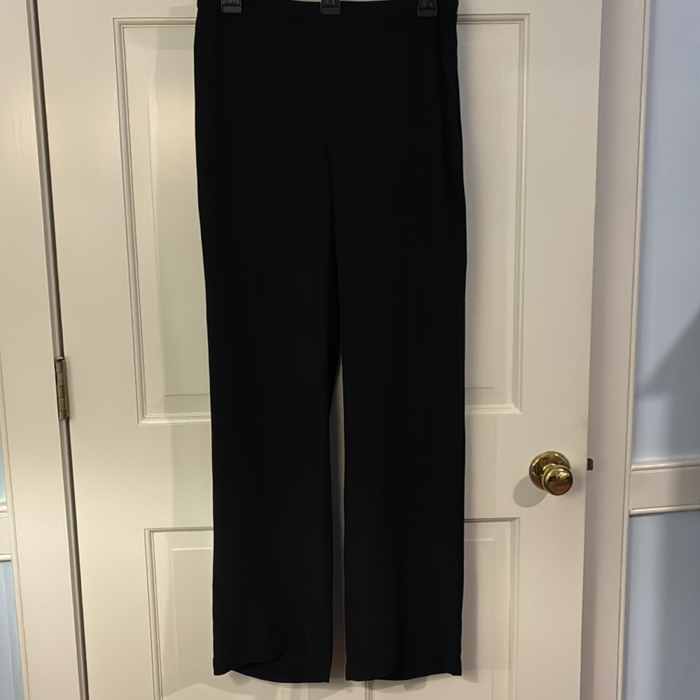 Eileen Fisher Classic 100% Silk Crepe Black Pants Size 6